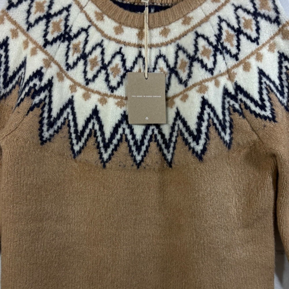 Thread & Supply Womens Fair Isle Claire Knit Sweater Oat Brown Small NWT - Picture 10 of 10